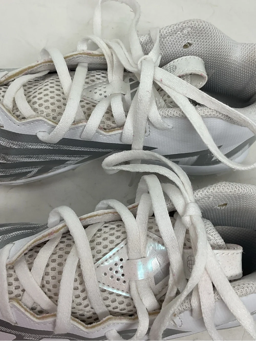 adidas Kids White and Silver football cleats Performance Sneakers